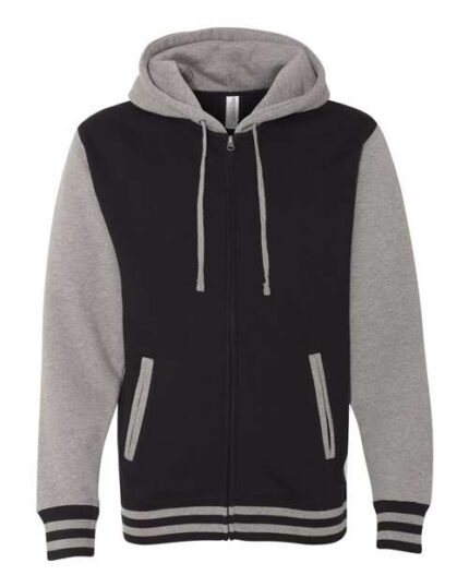 Independent Trading Co. IND45UVZ Unisex Heavyweight Varsity Full-Zip Hooded Sweatshirt