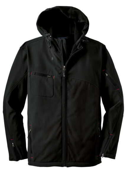 Port Authority Textured Hooded Soft Shell Jacket