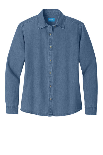 Port & Co Women's Long Sleeve Value Denim Shirt